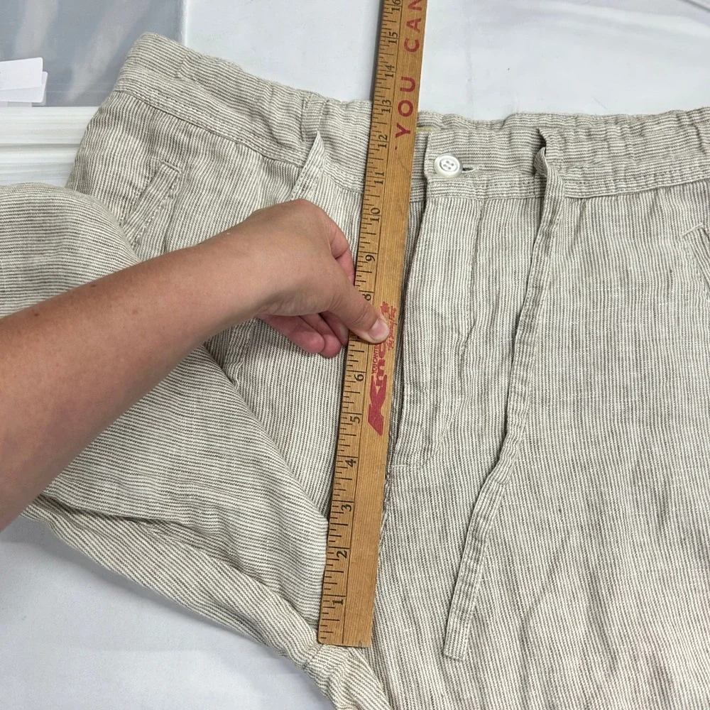 100% Linen Pants Mens 34x34 Drawstring Straight Leg Beige Costal Joseph & Feiss